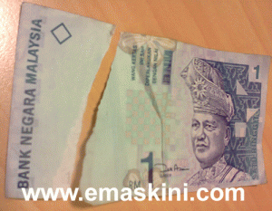 Duit RM1 Koyak